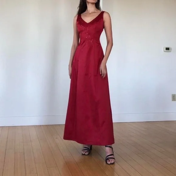 Dresses | Gorgeous Vintage 9s Deep Red Evening Gown | Poshmark